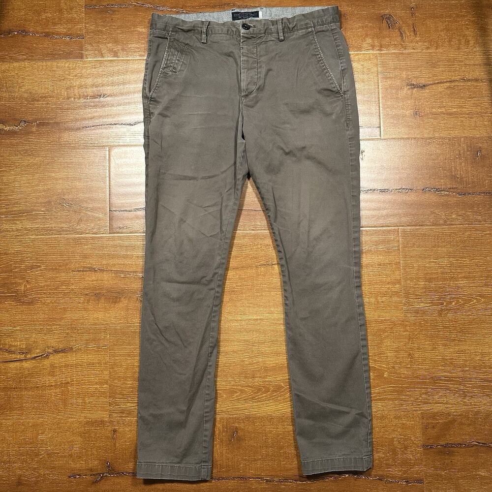 All Saints Chino Pants Mens 32x30 Brown Slim Fit Button Fly Retro Classic City